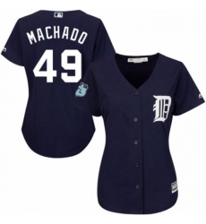 Womens Majestic Detroit Tigers 49 Dixon Machado Authentic Navy Blue Alternate Cool Base MLB Jersey 