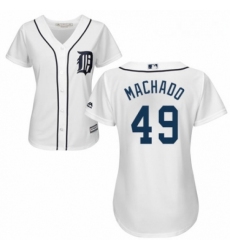 Womens Majestic Detroit Tigers 49 Dixon Machado Authentic White Home Cool Base MLB Jersey 