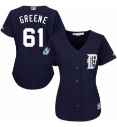 Womens Majestic Detroit Tigers 61 Shane Greene Authentic Navy Blue Alternate Cool Base MLB Jersey 