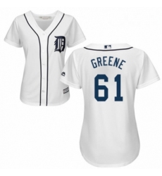 Womens Majestic Detroit Tigers 61 Shane Greene Replica White Home Cool Base MLB Jersey 