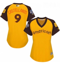 Womens Majestic Detroit Tigers 9 Nick Castellanos Authentic Yellow 2016 All Star American League BP Cool Base MLB Jersey