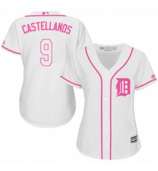 Womens Majestic Detroit Tigers 9 Nick Castellanos Replica White Fashion Cool Base MLB Jersey