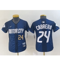 Youth Detroit Tigers 24 Miguel Cabrera 2024 Navy City Connect Cool Base Limited Stitched Baseball Jersey 002