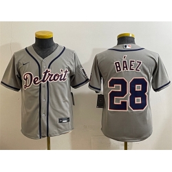 Youth Detroit Tigers 28 Javier B E1ez Grey Cool Base Stitched Baseball Jersey