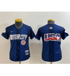 Youth Detroit Tigers Team Big Logo 2024 Navy City Connect Cool Base Limited Stitched jerseys 1