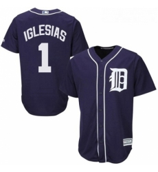 Youth Majestic Detroit Tigers 1 Jose Iglesias Authentic Navy Blue Cool Base MLB Jersey