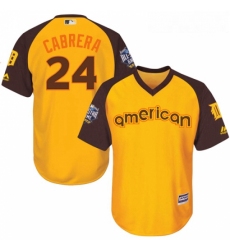 Youth Majestic Detroit Tigers 24 Miguel Cabrera Authentic Yellow 2016 All Star American League BP Cool Base MLB Jersey