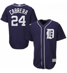 Youth Majestic Detroit Tigers 24 Miguel Cabrera Replica Navy Blue Cool Base MLB Jersey