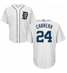 Youth Majestic Detroit Tigers 24 Miguel Cabrera Replica White Home Cool Base MLB Jersey