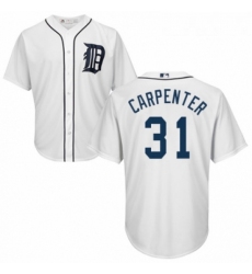 Youth Majestic Detroit Tigers 31 Ryan Carpenter Replica White Home Cool Base MLB Jersey 