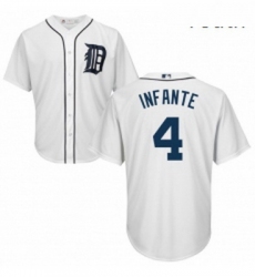Youth Majestic Detroit Tigers 4 Omar Infante Replica White Home Cool Base MLB Jersey