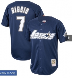 Astros 7 Craig Biggio Navy Blue Throwback Stitched MLB Jersey