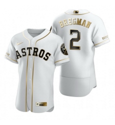 Houston Astros 2 Alex Bregman White Nike Mens Authentic Golden Edition MLB Jersey