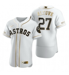 Houston Astros 27 Jose Altuve White Nike Mens Authentic Golden Edition MLB Jersey