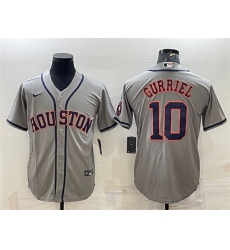 Men Houston Astros 10 Yuli Gurriel Gray With Patch Cool Base Stitched Jersey