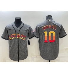 Men Houston Astros 10 Yuli Gurriel Grey Cool Base Stitched Baseball Jersey