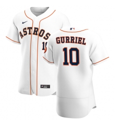 Men Houston Astros 10 Yuli Gurriel Men Nike White Home 2020 Flex Base Player MLB Jersey