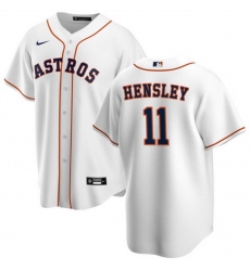 Men Houston Astros 11 David Hensley White Cool Base Stitched Baseball Jersey