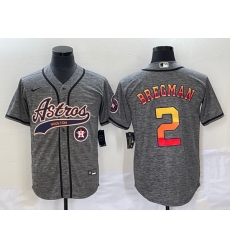 Men Houston Astros 2 Alex Bregman Gray With Patch Cool Base Stitched Baseball Jersey