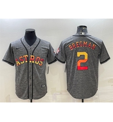 Men Houston Astros 2 Alex Bregman Grey Cool Base Stitched Baseball Jersey