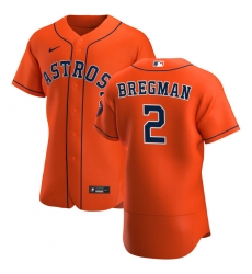 Men Houston Astros 2 Alex Bregman Men Nike Orange Alternate 2020 Flex Base Team MLB Jersey