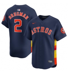 Men Houston Astros 2 Alex Bregman Navy 2024 Alternate Limited Stitched Baseball Jersey
