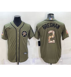 Men Houston Astros 2 Alex Bregman Olive Salute To Service Cool Base Stitched Jersey