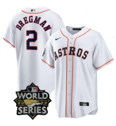 Men Houston Astros 2 Alex Bregman White 2022 World Series Stitched Baseball Jersey