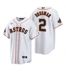 Men Houston Astros 2 Alex Bregman White Gold 2022 World Series Champions Stitched Baseball Jersey