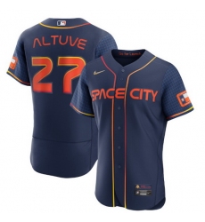 Men Houston Astros 27 Jose Altuve 2022 Navy City Connect Flex Base Stitched Baseball jersey