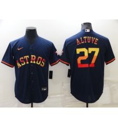 Men Houston Astros 27 Jose Altuve 2022 Navy Cool Base Stitched Jerse