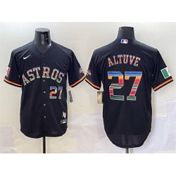 Men Houston Astros 27 Jose Altuve Black Mexico With World Serise Champions Patch Cool Base Stitched Baseball Jersey
