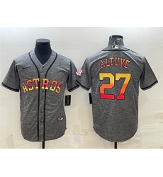 Men Houston Astros 27 Jose Altuve Grey Cool Base Stitched Baseball Jersey