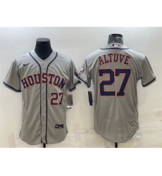 Men Houston Astros 27 Jose Altuve Grey Flex Base Stitched Baseball Jersey