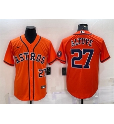 Men Houston Astros 27 Jose Altuve Orange With Patch Cool Base Stitched Jersey