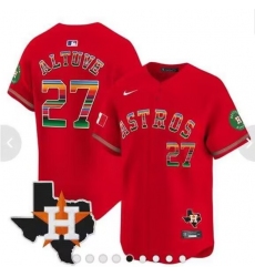 Men Houston Astros 27 Jose Altuve Red Mexico Texas Cool Base Stitched Baseball Jersey