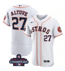 Men Houston Astros 27 Jose Altuve White 2022 World Series Champions Flex Base Stitched Baseball Jersey