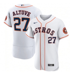 Men Houston Astros 27 Jose Altuve White 2022 World Series Flex Base Stitched Baseball Jersey
