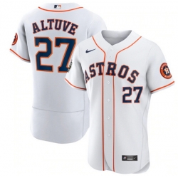 Men Houston Astros 27 Jose Altuve White 2022 World Series Flex Base Stitched Baseball Jersey