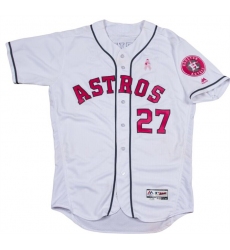 Men Houston Astros 27 Jose Altuve White Pink Flex Base Stitched Baseball Jersey