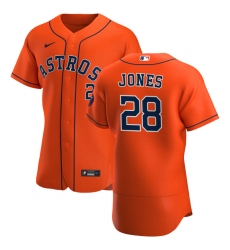 Men Houston Astros 28 Taylor Jones Men Nike Orange Alternate 2020 Flex Base Team MLB Jersey