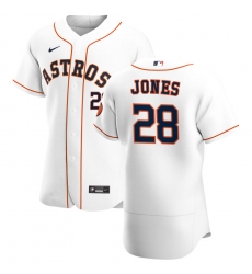 Men Houston Astros 28 Taylor Jones Men Nike White Home 2020 Flex Base Player MLB Jersey