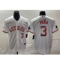 Men Houston Astros 3 Jeremy Pe F1a White Mexico Cool Base Stitched Baseball Jersey