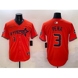 Men Houston Astros 3 Jeremy Pena Orange 2025 City Connect With Texas Patch Limited Stitched Baseball Jersey