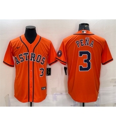 Men Houston Astros 3 Jeremy Pena Orange With Patch Cool Base Stitched Jersey