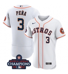 Men Houston Astros 3 Jeremy Pena White 2022 World Series Champions Flex Base Stitched Baseball Jersey