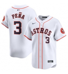 Men Houston Astros 3 Jeremy Pena White 2024 Home Limited Stitched Baseball Jersey