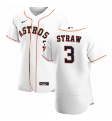 Men Houston Astros 3 Myles Straw Men Nike White Home 2020 Flex Base Player MLB Jersey