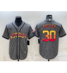 Men Houston Astros 30 Kyle Tucker Grey Cool Base Stitched Baseball Jersey