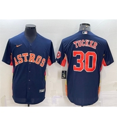 Men Houston Astros 30 Kyle Tucker Navy With Patch Cool Base Stitched Jersey